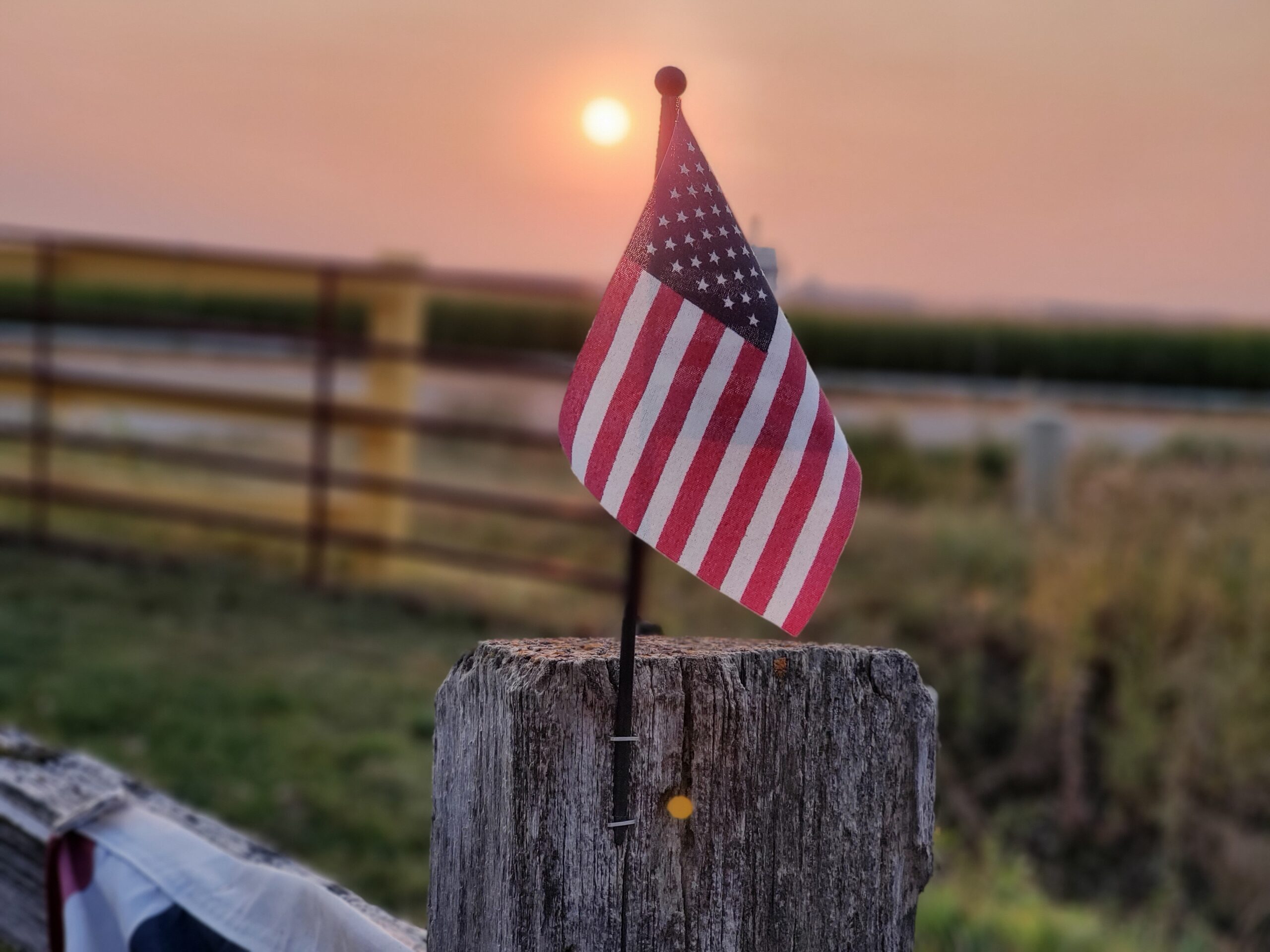 flag and sunrise